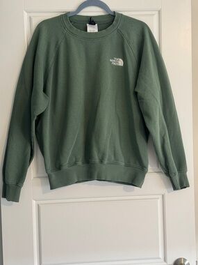 The North Face Olive Crewneck Sweatshirt with White Logo